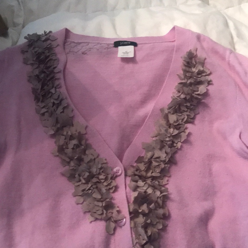 JCrew merino wool, silk design v-neck cardigan XS